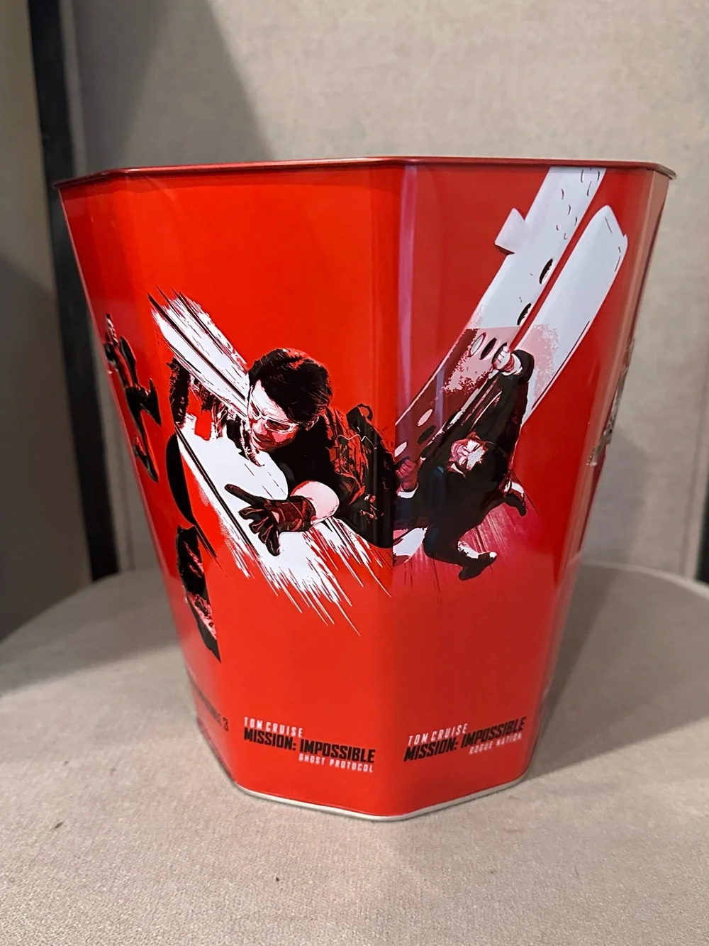 Set of 4 Mission Impossible collectible tin buckets